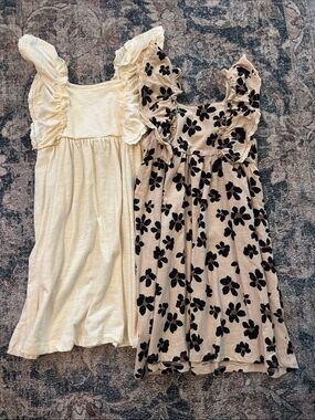 Girls' Cream Flutter Sleeve Floral Dress - Pack